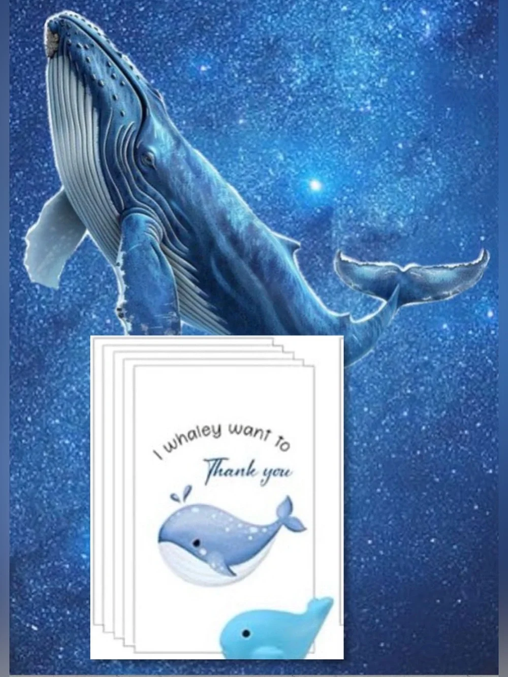 $2 Blue Whale Thank You Card SET $2 WITH any $10 ORDER OR MORE